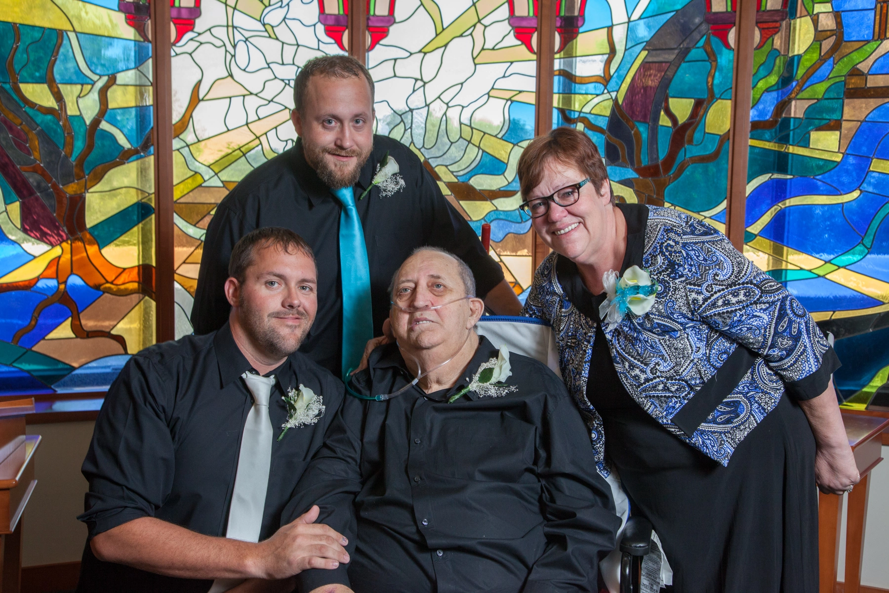 Groom smiles with his father, a former patient at Baylor Garland