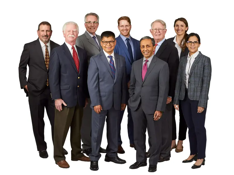 A group photo of several cardiac physicians from the Center for Valve Disorders at Baylor Scott & White Heart and Vascular Hospital - Dallas.